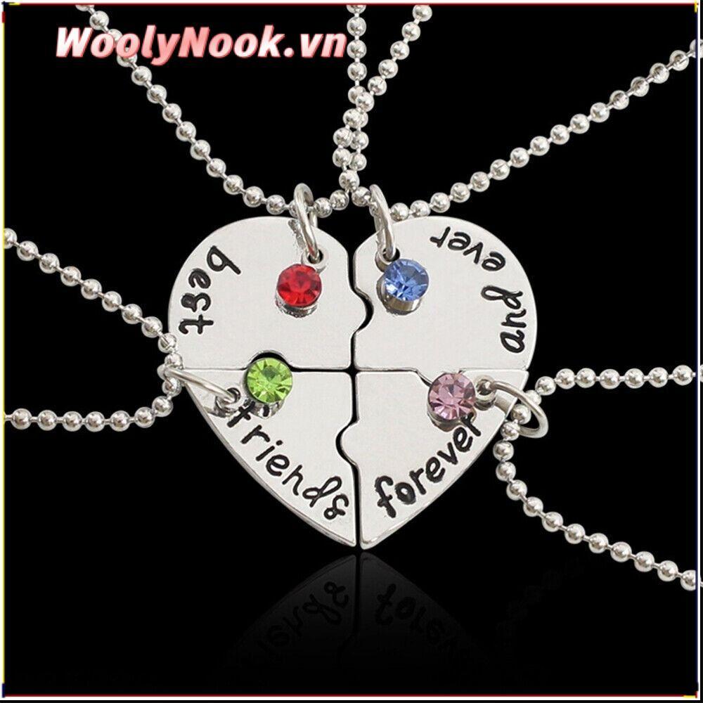 WOOLYNOOK 4 Bff Friend Vòng cổ tình yêu Người bạn thân nhất Vòng cổ nữ