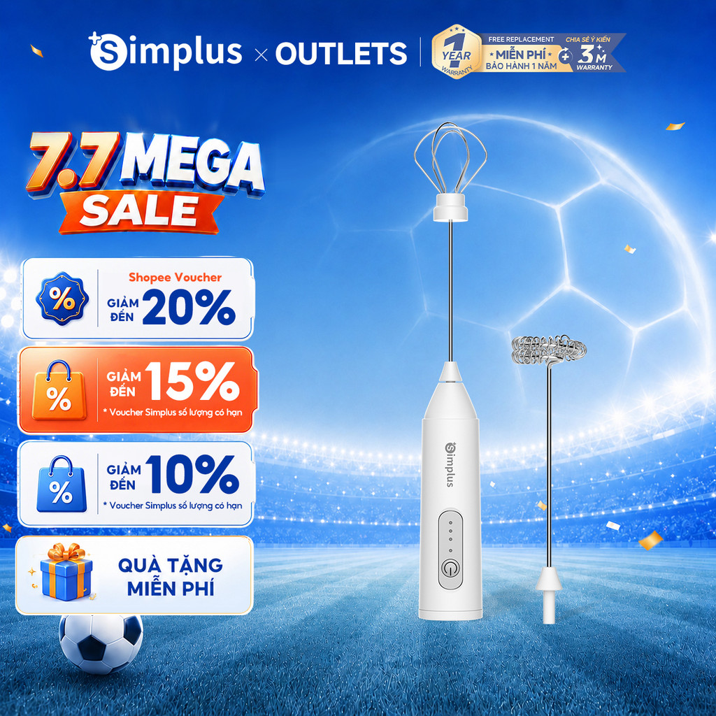 Simplus Máy đánh trứng, tạo bọt sữa đa năng Thời gian dùng liên tục lâu Động cơ đồng nguyên chất  Một máy đa năng NPQH001