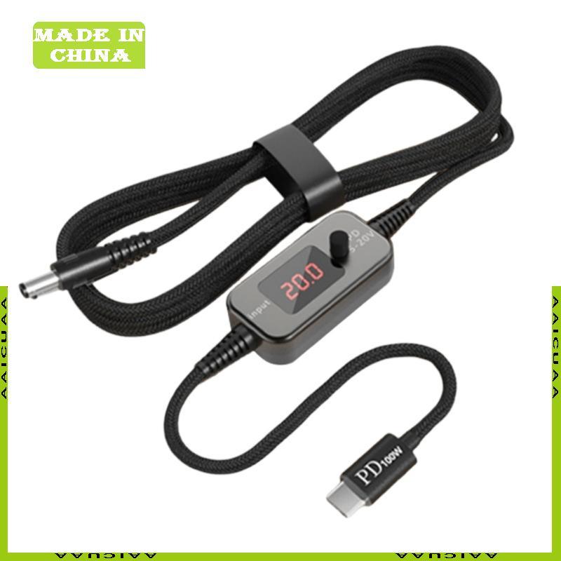 PD100W USB C to DC5525 Fast Charging Cord 5V 9V 12V 15V 20V 5A Adjustable Power