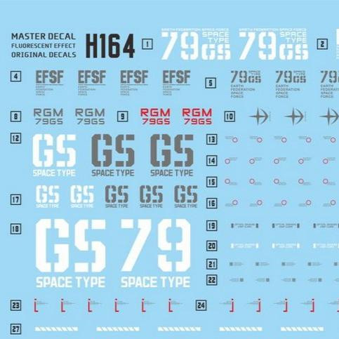 Decal trượt nước MASTER H164 phù hợp cho HGUC 051 COMMAND SPACE GM (Không bao gồm bộ dụng cụ)
