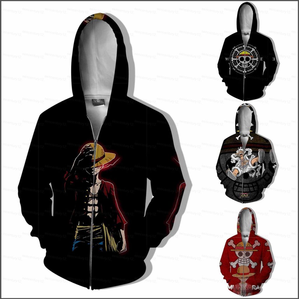 GC12 ONE PIECE Áo Khoác Luffy Gear Cosplay Unisex Top Dài Tay Dây Kéo Áo Khoác Thời Trang Anime Casu