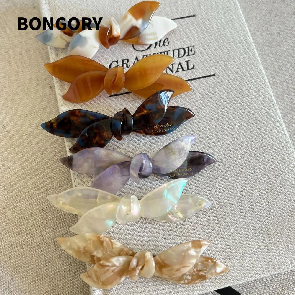 Kẹp Tóc Nơ BONGORY Acetate, Kẹp Vuốt Tóc Chất Liệu Acetate Phong Cách Hàn Quốc, Thiết Kế Nơ Tinh Tế 