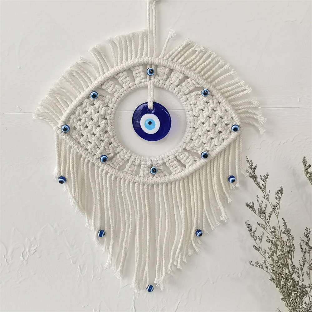 Preferred#Hand-woven Turkish Blue Eye Tapestry Devil's Eye Wall Decoration Bohemian Style Wall Hangi
