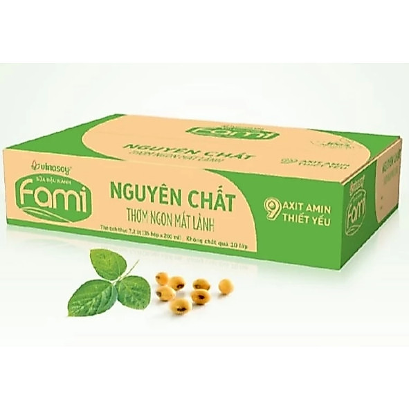 Thùng sữa đậu nành Fami Nguyên chất (36 hộp 1 thùng x 200ml )-NPPGT(BHAD)