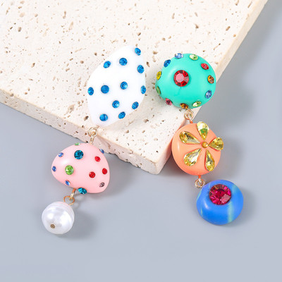 Pinkdudu Nhựa Sáng Tạo Acrylic Ngọc Trai Giả Hình Học Tuyên Bố Bông Tai Phong Cách Vintage Phóng Đại Dangles Cho Nữ PD2546