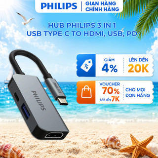 Bộ Hub chuyển đổi Philips đa cổng USB Type C (Thunderbolt 3) to HDMI + USB-A + USB-C (PD) SWV6113/5G
