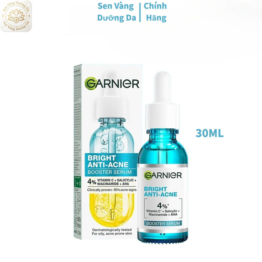 Dưỡng Chất Garnier Giảm Mụn Sáng Da Skin Naturals Bright Complete Anti-Acne Booster Serum 30ml