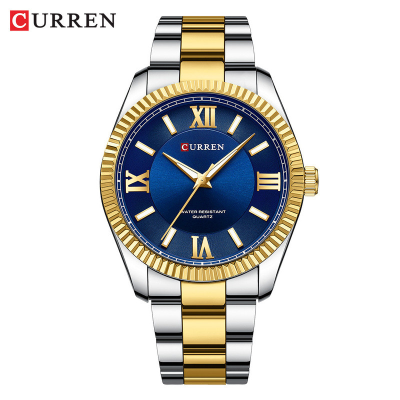 Hàng sẵn có Vận chuyển nhanh CURREN / Curion 8453 Đồng hồ thạch anh nhân vật La Mã chống nước Mặt số