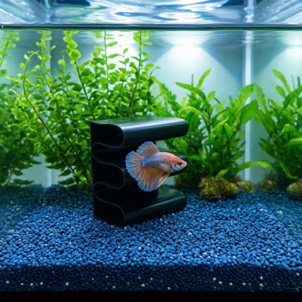 Betta Tunnel Black Betta Aquatic Pet Hideout Aquatic Pet Tunnel với cốc hút An toàn Trang trí lâu tr