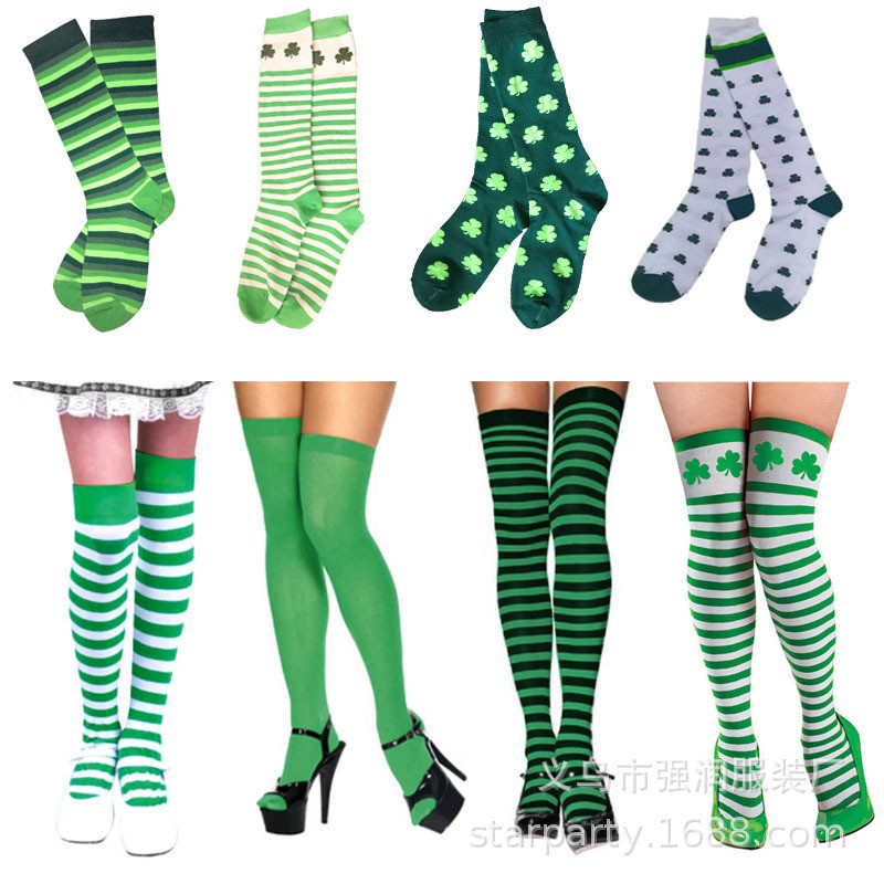 Vớ Ireland mới St. Tất cỏ ba lá Ngày lễ Patrick Tất sọc Ireland dj7.24