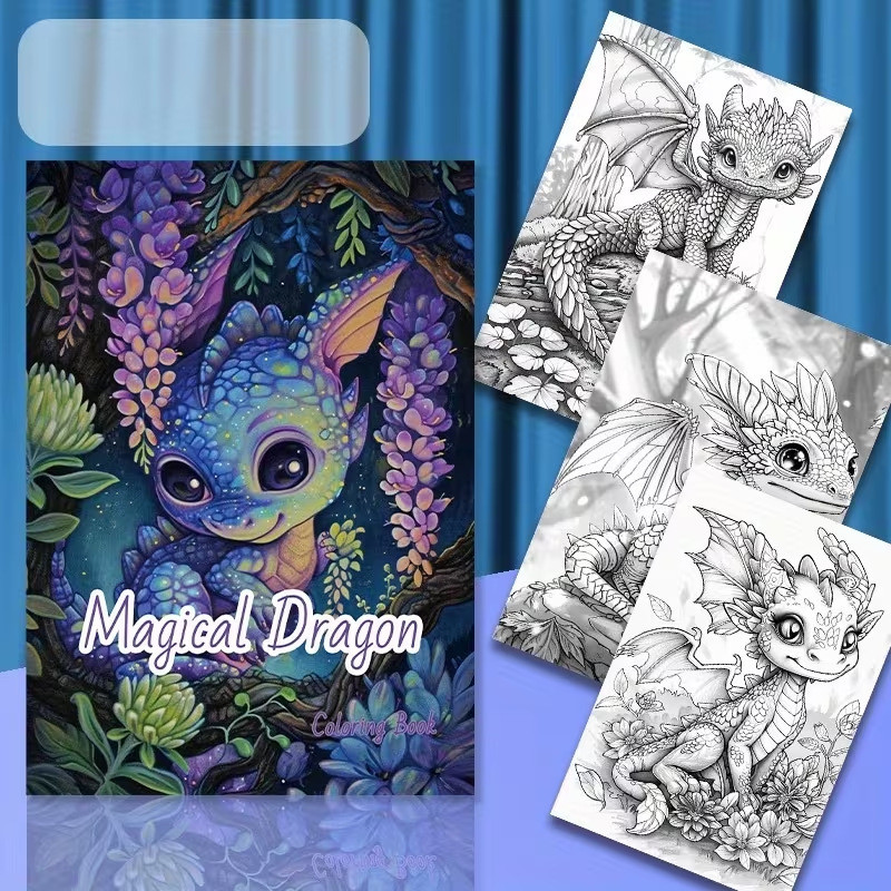 Phong Cách Mới Bán A4 Magic Dragon Coloring Book Coloring Book Painting Book Coloring Thickening0726