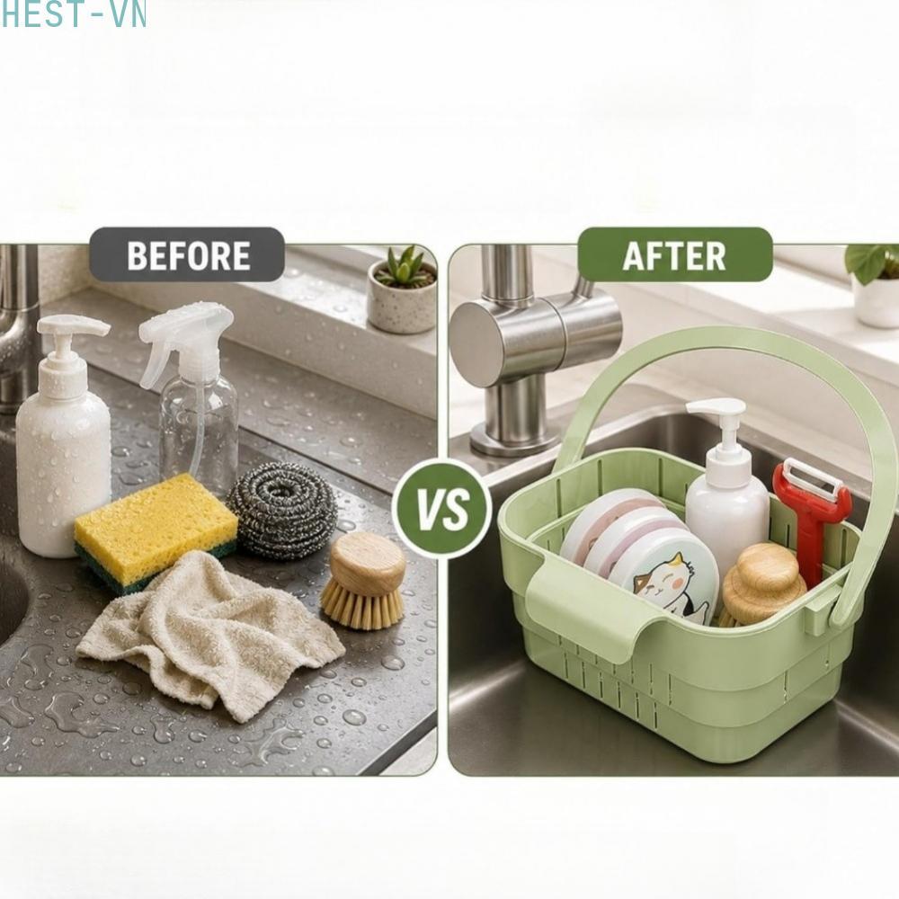 2pc Hanging Sink Rack 2-in-1 Drain Basket Colander for Fruits Vegetables Sponges