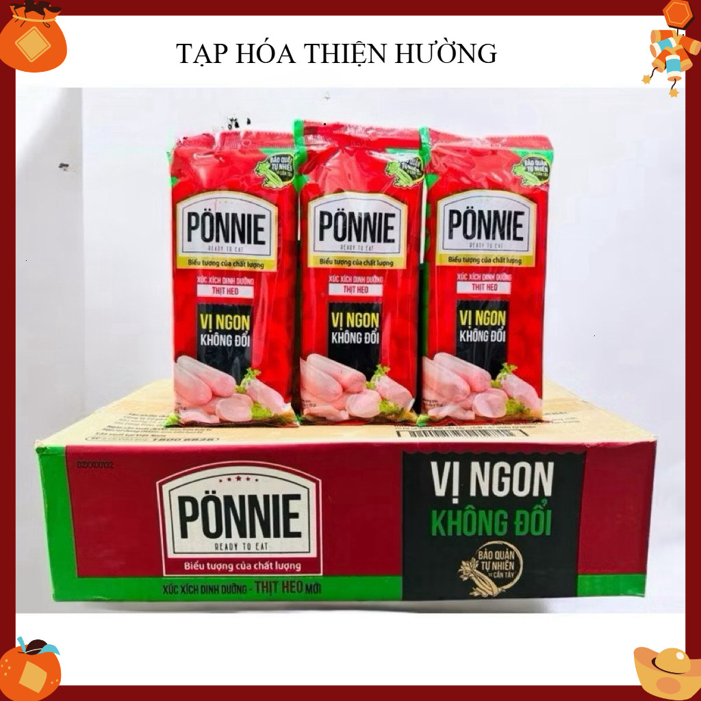 Thùng 20 gói Xúc Xích Dinh Dưỡng Ponnie siêu to 280g/gói (4 cây x 70g)( TẠP HÓA THIỆN HƯỜNG)
