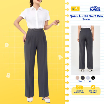 [DG 249] Quần tây nữ YODY ống đứng cạp cao phối chun mặc đi làm đi học TRA - QAN6046