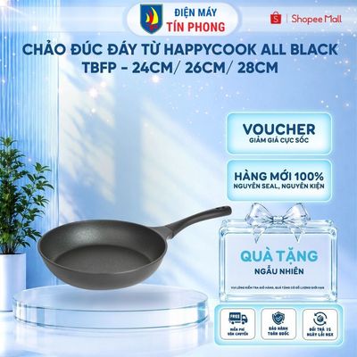 Chảo đúc đáy từ Happycook All Black TBFP-24cm/ 26cm/ 28cm