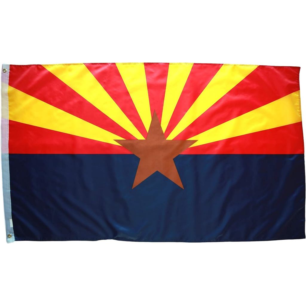 Cờ Arizona 3x5 - Cờ bang Arizona với hai miếng đệm bằng đồng thau, Vải Polyester 100% và viền khâu đ