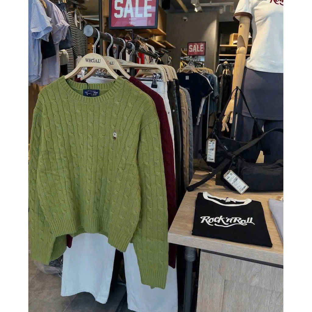 [Chính hãng] Áo len Whoau Cable R-neck Pullover