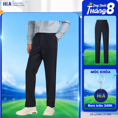 [Mua 2 Giảm 5%] Quần Tây Nam HLA Ống Đứng Cao Cấp Màu Xanh Than, Cotton Sợi Cellulose Tái Sinh, Co Giãn Nhẹ, Công Sở
