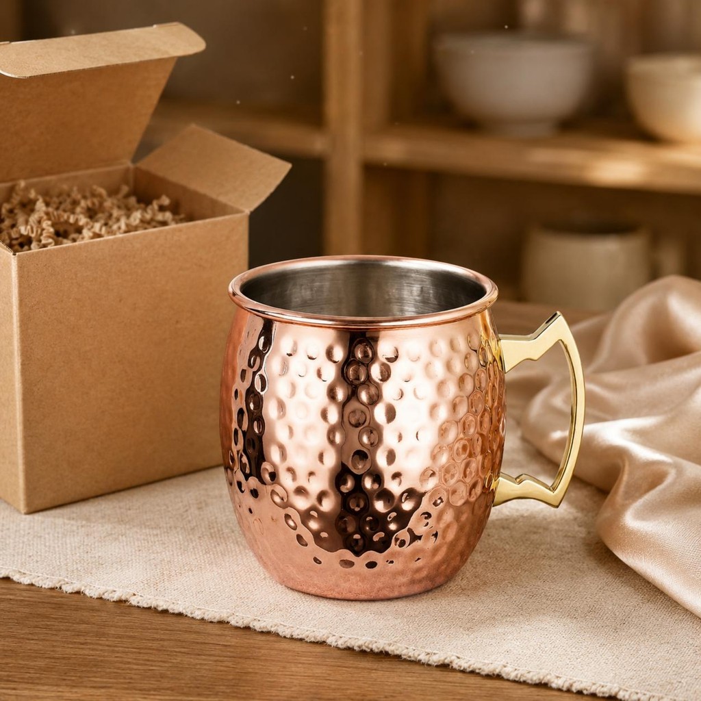 Moscow Mule Cup Pinkish-Gold Gold Moscow Mule Mug Drinkware Tay cầm bên Bộ đồ ăn Dễ dàng làm sạch