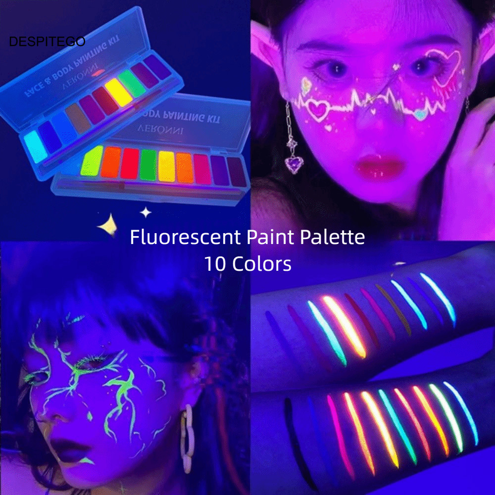 DESPITEGO Dạ Quang Body Face Painting Kit, Nhiều Màu Sắc Dạ Quang Body Art Painting, Trang Điểm Làm 