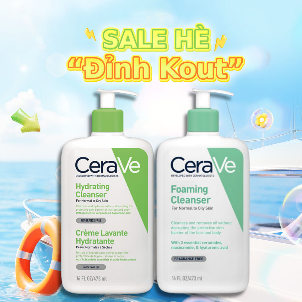 Sữa rửa mặt Cerave sạch sâu, cho da thường đến da dầu, da khô, [DAILY]