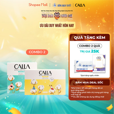 Combo Bông tẩy trang Bông Bạch Tuyết Calla 01 sạch sâu 150 miếng & 01 mềm mịn 180 miếng