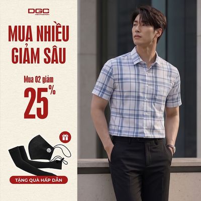 Áo Sơ Mi Nam Ngắn Tay DGC Dáng Suông, Vải Bamboo Thoáng Mát Mềm Mại, Phong Cách Công Sở - SASNBC31M