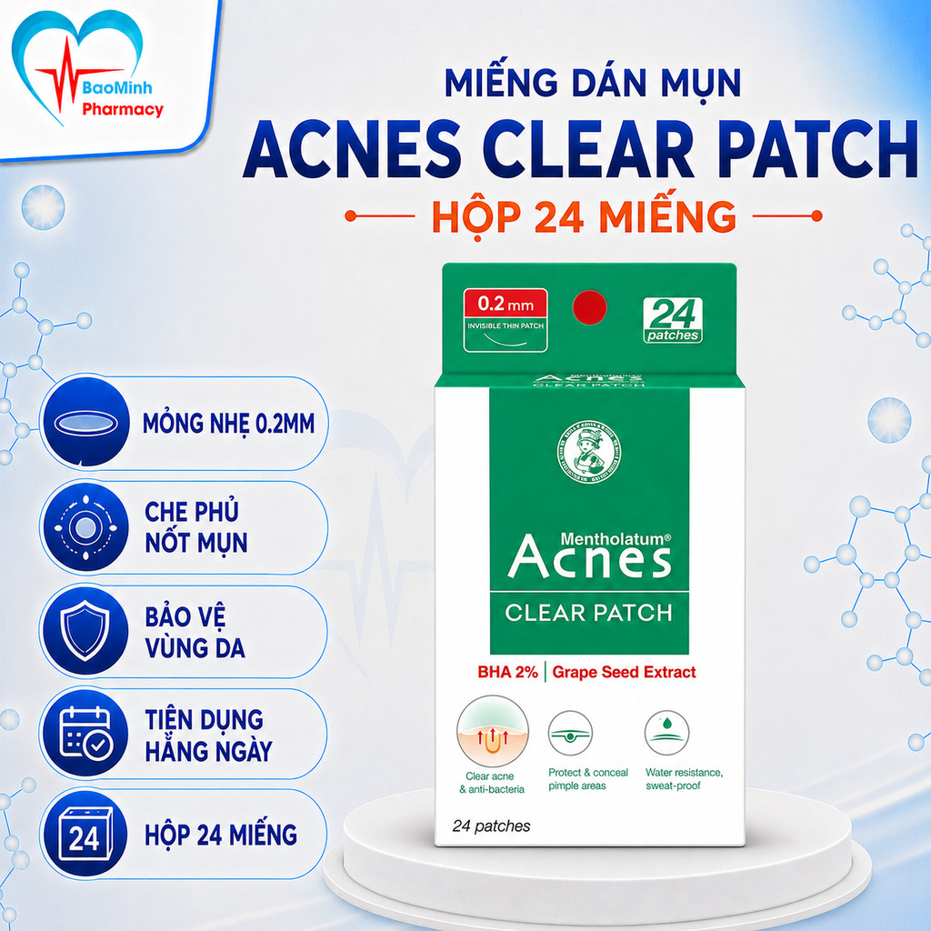 Miếng Dán Mụn Acnes Clear Patch Giúp Giảm Mụn Sưng 24 Miếng - Dr Thêm
