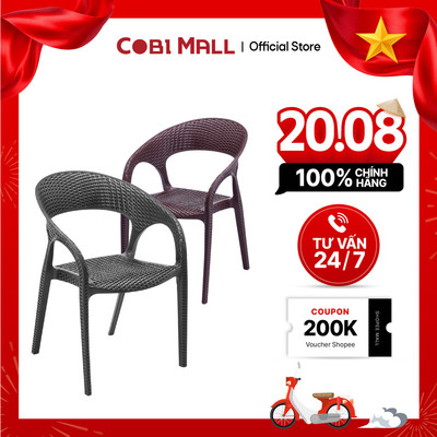 Ghế Nhựa Giả Mây Sân Vườn Lamino Cobihome Bền Đẹp Ngoài Trời, Quán Cafe, Nhà Hàng