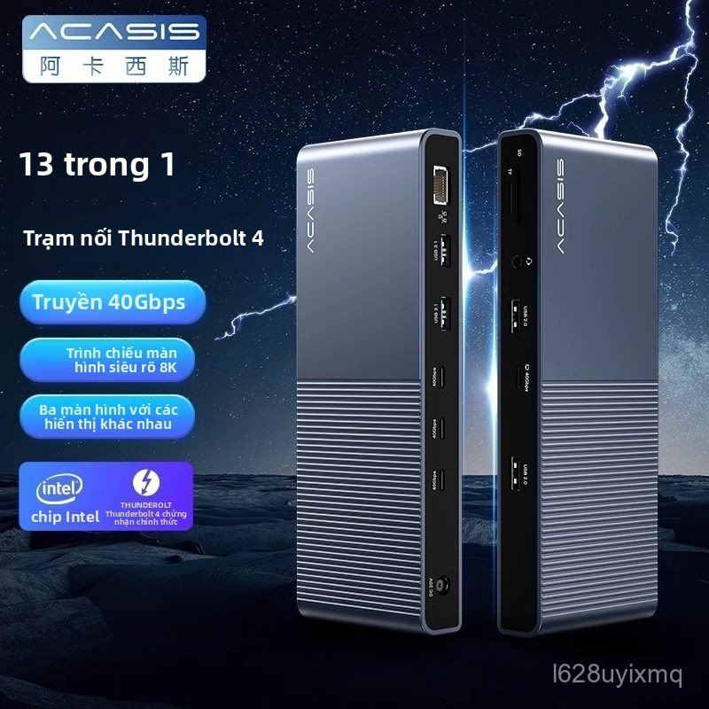 Hub Thunderbolt 4 mở rộng kết nối 8K 60Hz cho Macbook laptop tốc độ 40Gbps chuyên nghiệp