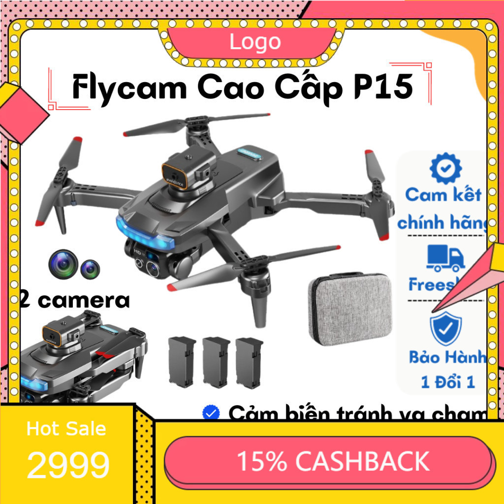 Fly cam Giá Rẻ Drone P14 Pro Max, Flycam P15 Play Camera Pin 2000mAh bay 20 Phút, Cảm Biến 4 Chiều, 
