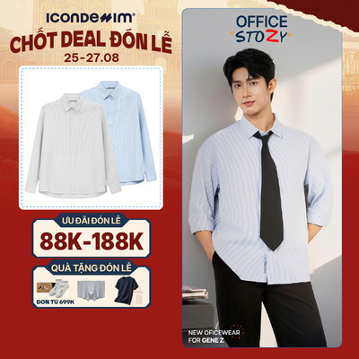 Áo Sơ Mi Nam ICONDENIM Tay Dài Urban Stripe Form Relaxed SMID0364