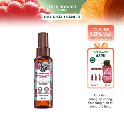 Xịt thơm tóc & cơ thể hương mâm xôi đỏ Yves Rocher Body Mist & Hair Raspberry & Peppermint 100ml