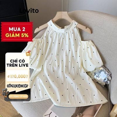(Phong cách thường ngày) Lovito Áo sơ mi giản dị chấm bi họa tiết lưng cho nữ LNE71653