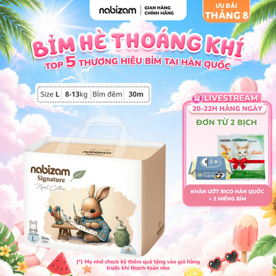 Tã/Bỉm Đêm NABIZAM Signature Size L/30 Miếng Cho Bé 8kg - 13kg Nội Địa Hàn, Mềm Mại, Siêu Thấm Hút