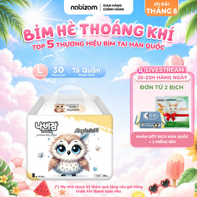 Tã/Bỉm Quần Nabizam Magic Soft Nội Địa Hàn Siêu Mềm Mỏng, Chống Tràn, Thấm Hút Tốt Size L Cho Bé Từ 8-13kg,30 Miếng/Bịch