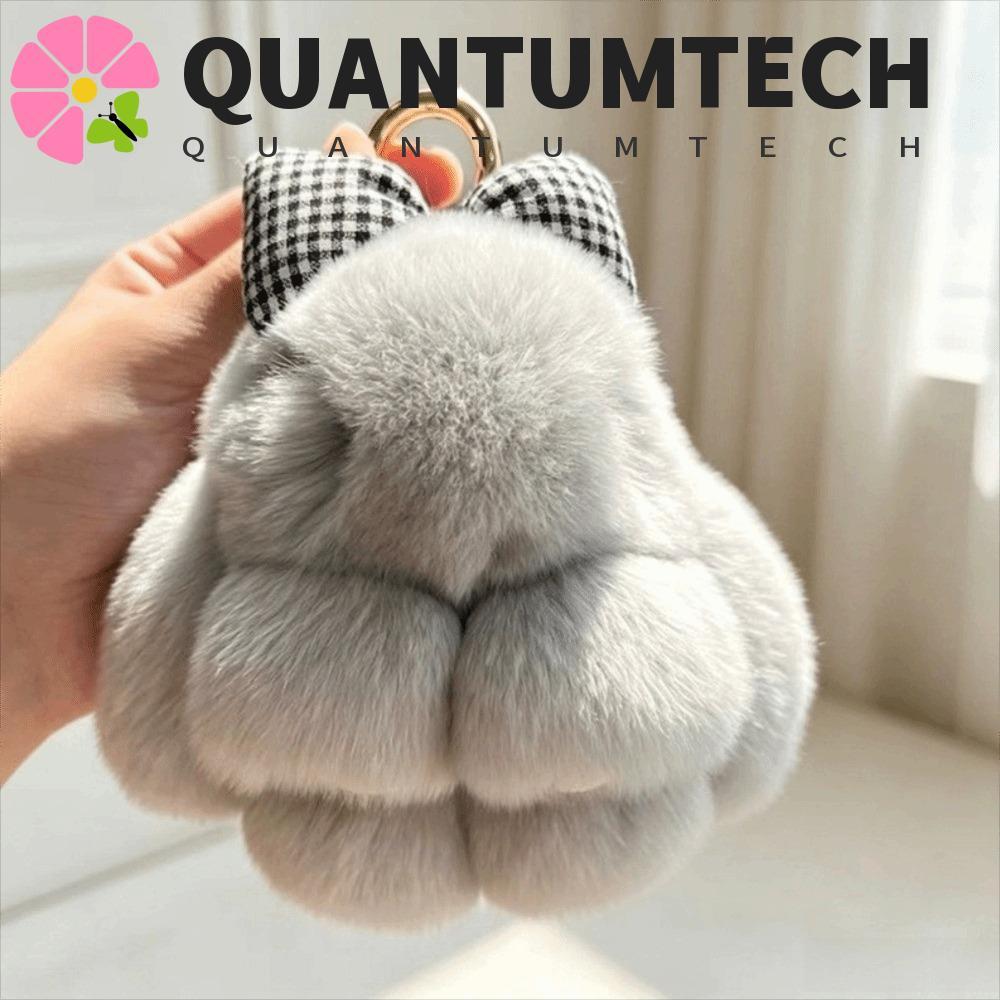QUANTUMTECH Sang Trọng Thỏ Móc Khóa, Tóc Mềm Nơ Thỏ Sang Trọng Móc Khóa, Lông Thỏ Dễ Thương Mini Lôn