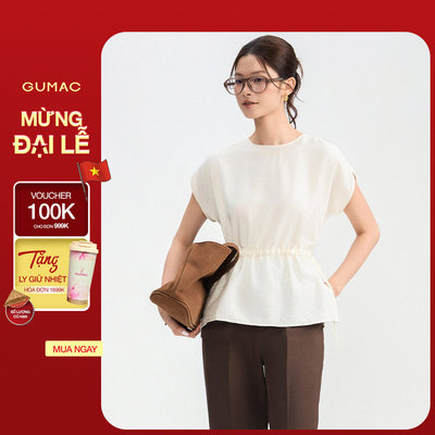 Áo Kiểu Nữ GUMAC Form Suông Siết Eo Tay Liền Che Tay Thoải Mái Mùa Hè AG05041
