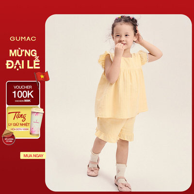 Set lẻ Áo Kiểu Bé Gái GUMAC Form A Tay Cánh Tiên AKG04034 - Quần Short Bé Gái GUMAC Form A Lưng Thun Lai Bèo SHKG0403