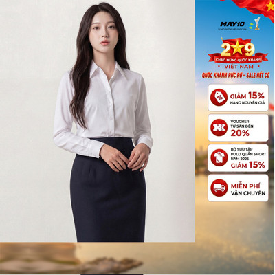 Áo Sơ mi nữ màu trắng lóng chéo GrusZ mã AT020