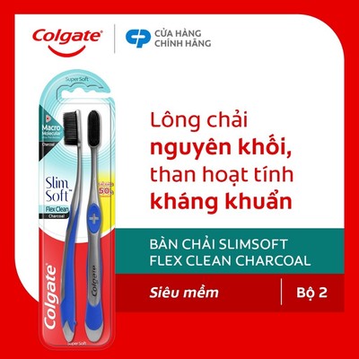 Bàn chải Colgate Slimsoft Flex Clean Charcoal nguyên khối than hoạt tính kháng khuẩn