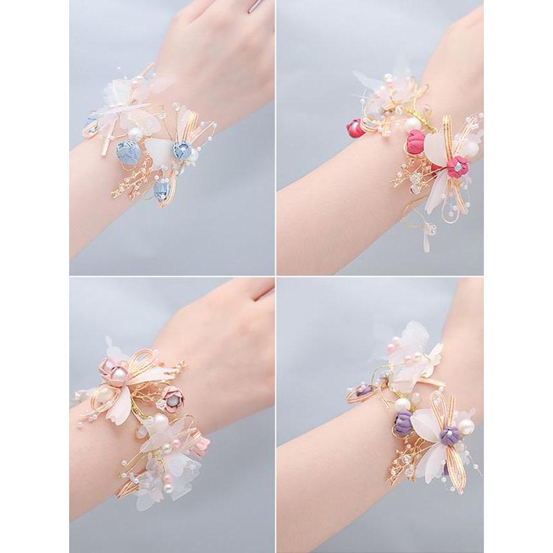Cô Gái Phù Dâu Cổ Tay Hoa Siêu Cổ Tích Công Chúa Cô Dâu Đỏ Cưới Chị Vòng Tay Hoa Đơn Giản Mori Chị N