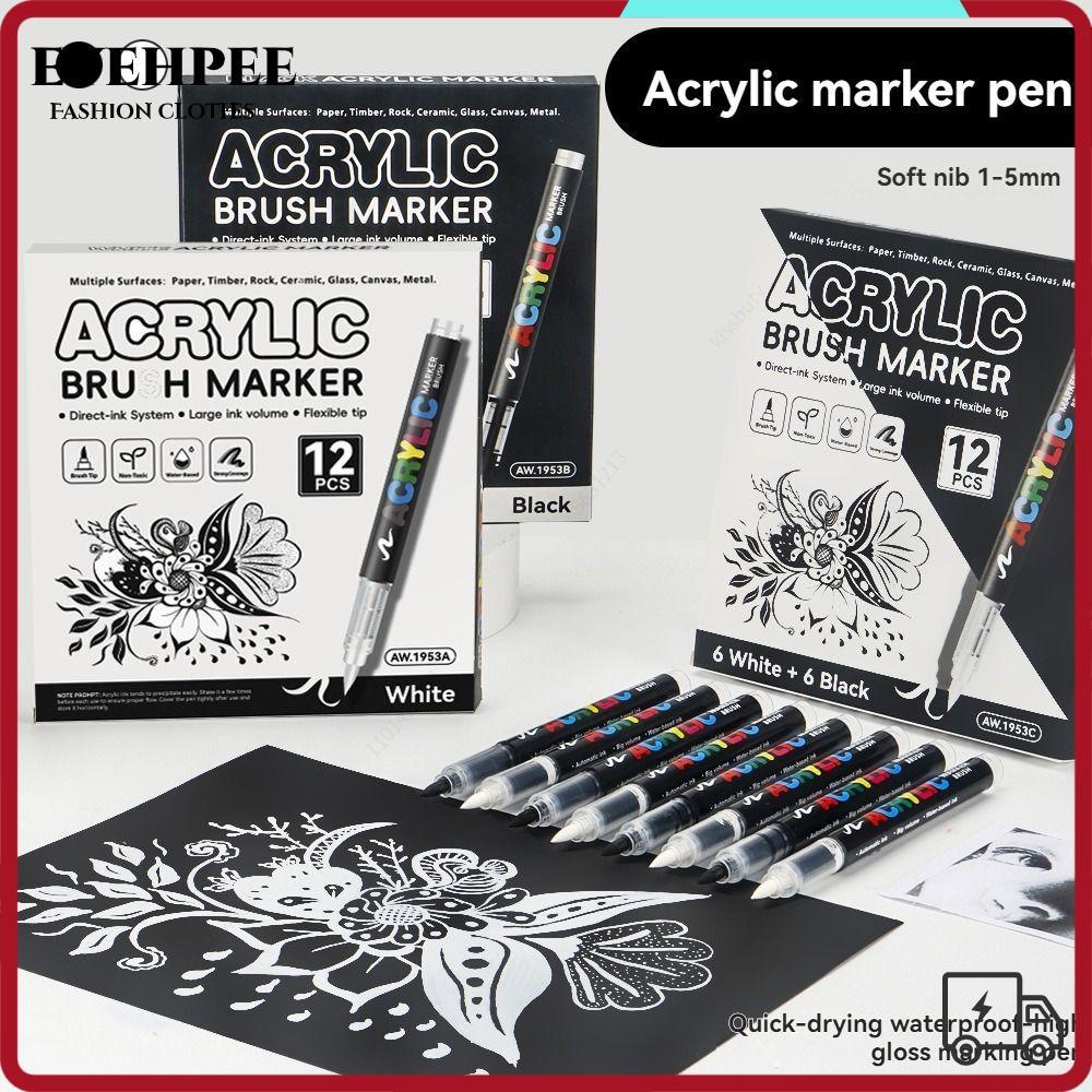 EYEHPEE 12 Cái / hộp Bút đánh dấu Acrylic, Bút đánh dấu nổi bật cao cấp chống thấm nước khô nhanh ch