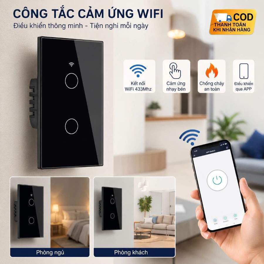 Tuya WiFi Công tắc đèn thông rung tính Công tắc cảm ứng tường loại hoạt động…