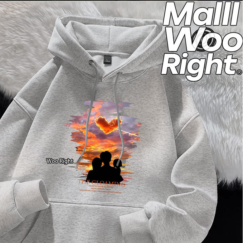 COD Woo Right Áo Hoodie nam màu xám nhạt Ngực trái Wright The Columing Shadow Blue Orange Red Couple