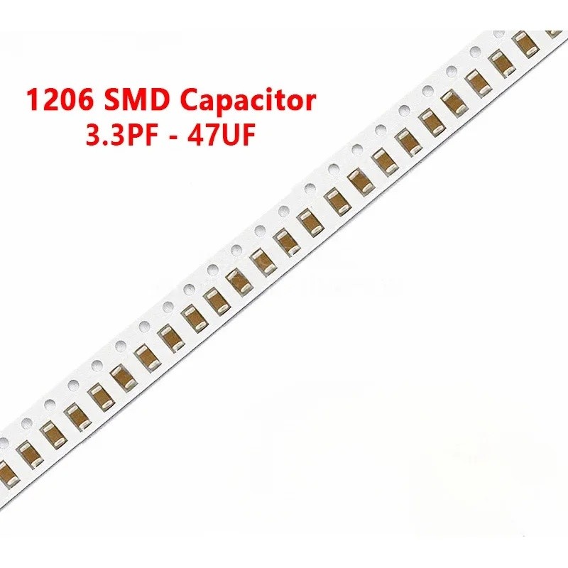 100 chiếc 10PF-47UF 1206 SMD 50V X7R Lỗi 10% 10uf 106K 0.1UF 1UF 47UF 2.2UF 22UF 1UF Tụ gốm MLCC 106