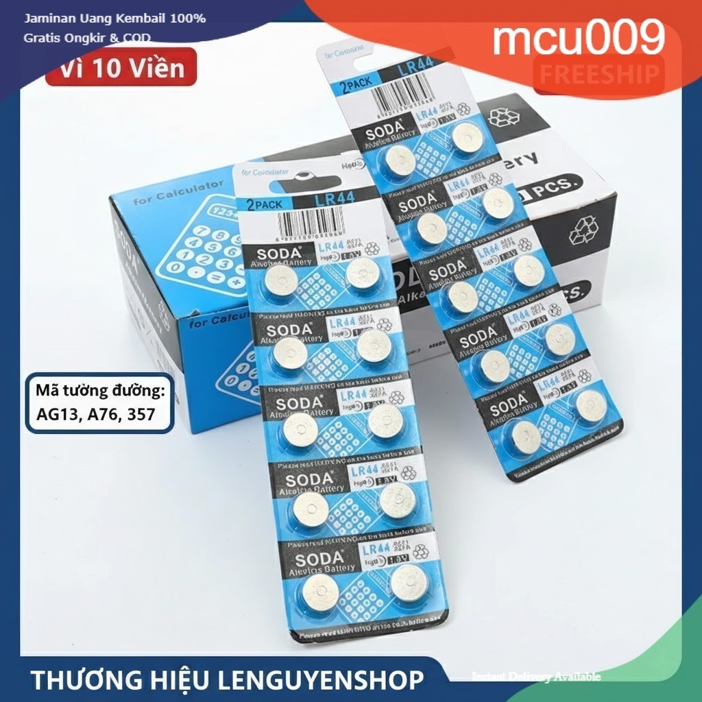 Hộp 20 Vỉ (200 Viên) Pin Cúc Áo SODA/TIANQIU LR44 (AG13), LR1130 (AG10), LR41 (AG3), LR626 (AG4) - H