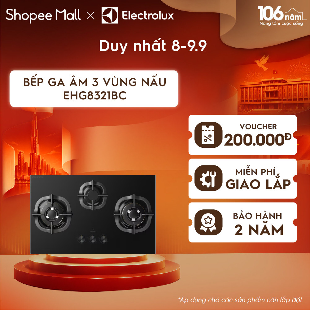 Bếp ga âm 80cm Electrolux UltimateTaste 300 3 vùng nấu-EHG8321BC Tiết kiệm năng lượng