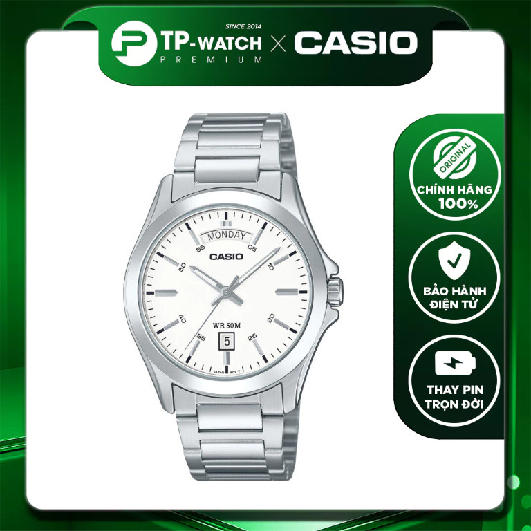 Đồng Hồ Nam Dây Thép Casio MTP-1370D-7A3VDF Lịch thứ ngày | Casio nam MTP-1370D-7A3