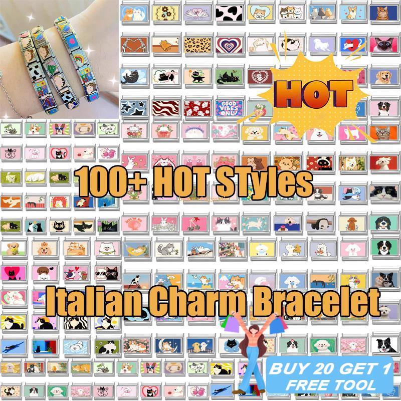 Italian Charm Bracelet Fashion Happy Samoyed Dogs Cats Panda Italian Charm Fit 9mm Stainless Steel W